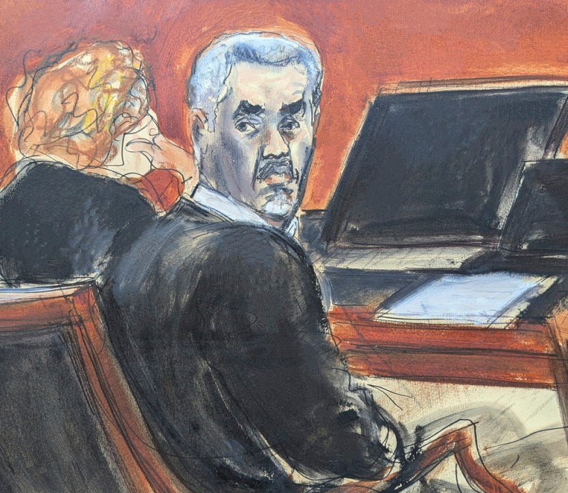 A courtroom sketch of Sean "Diddy" Combs