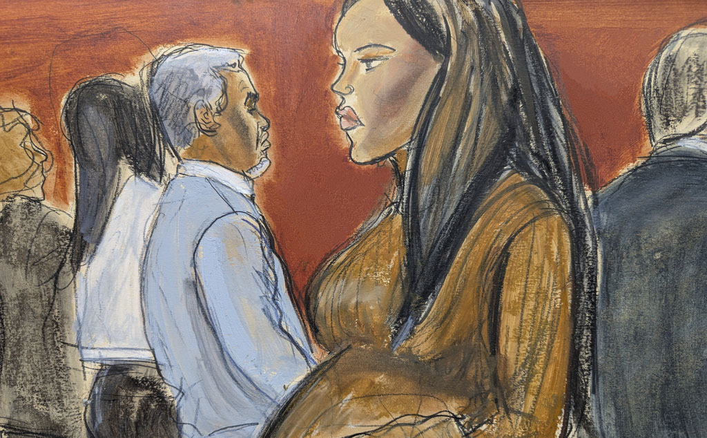courtroom rendering of Cassie Ventura