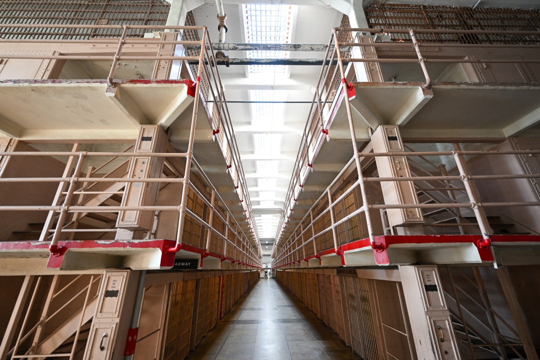A view of a prison cell block at Alcatraz Island