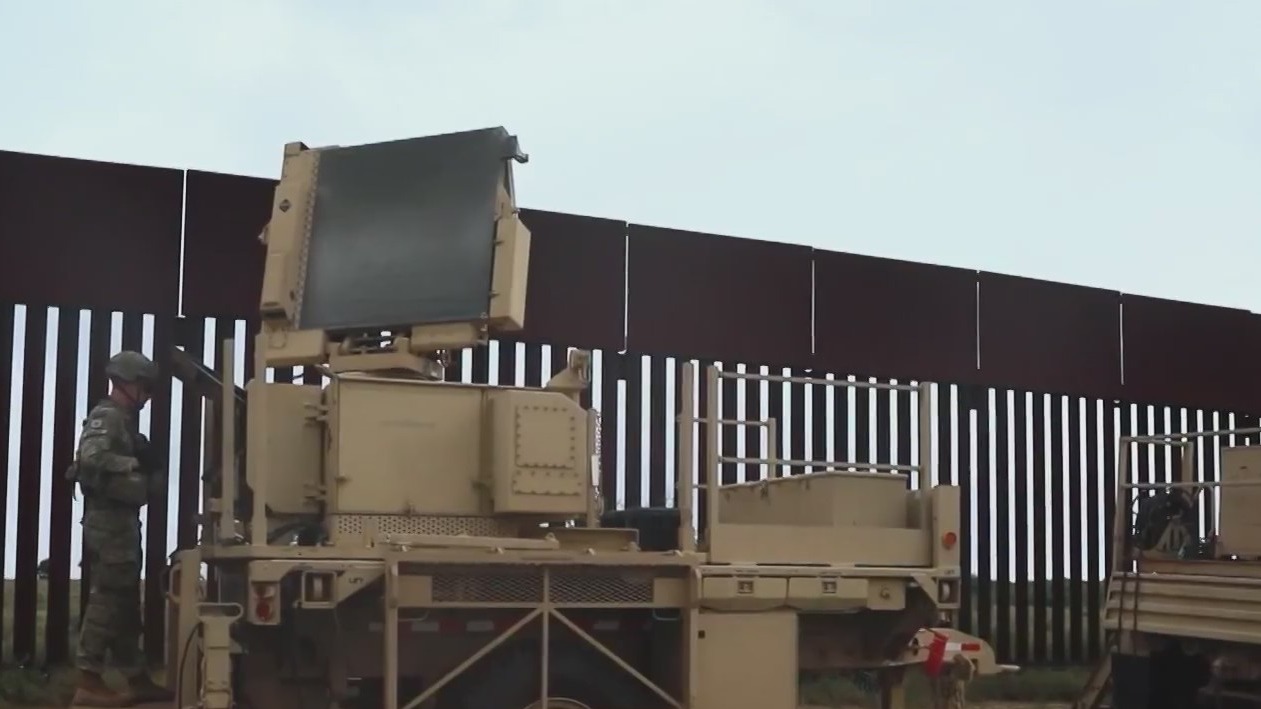 Soldier on mobile radar equipment