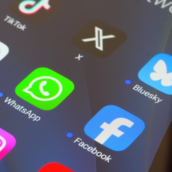 The social media apps TikTok, X, BlueSky, WhatsApp, Telegram, Facebook, REDnote and Instagram seen displayed on a smartphone.