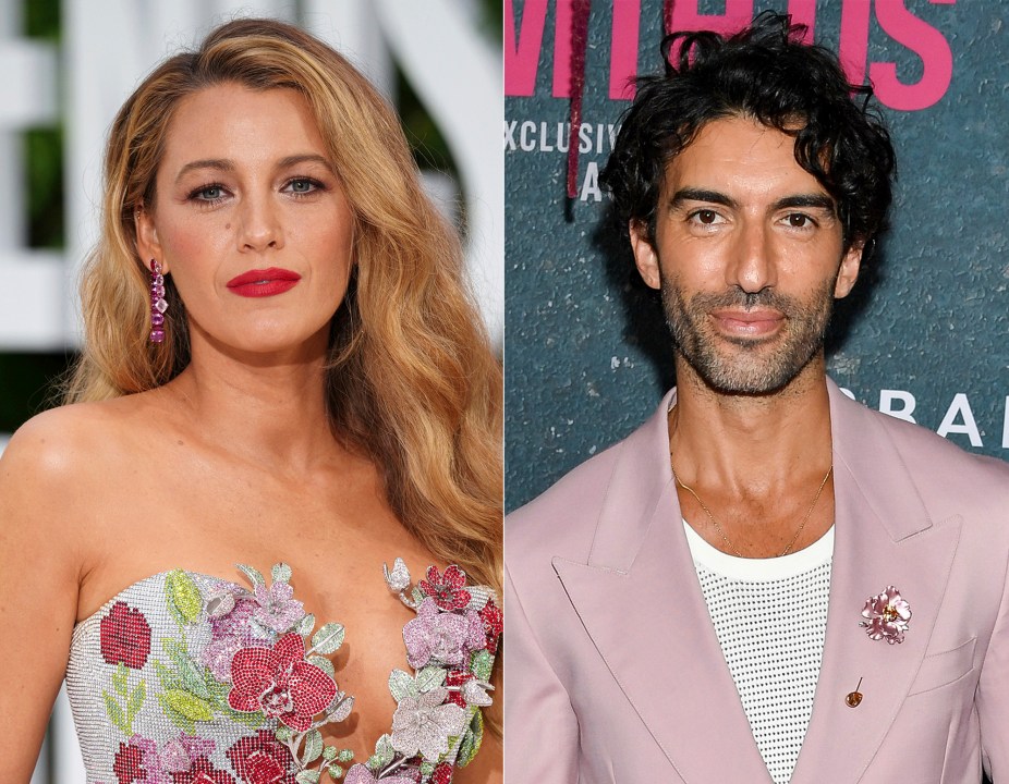 composite photos of Blake Lively and Justin Baldoni at separate events