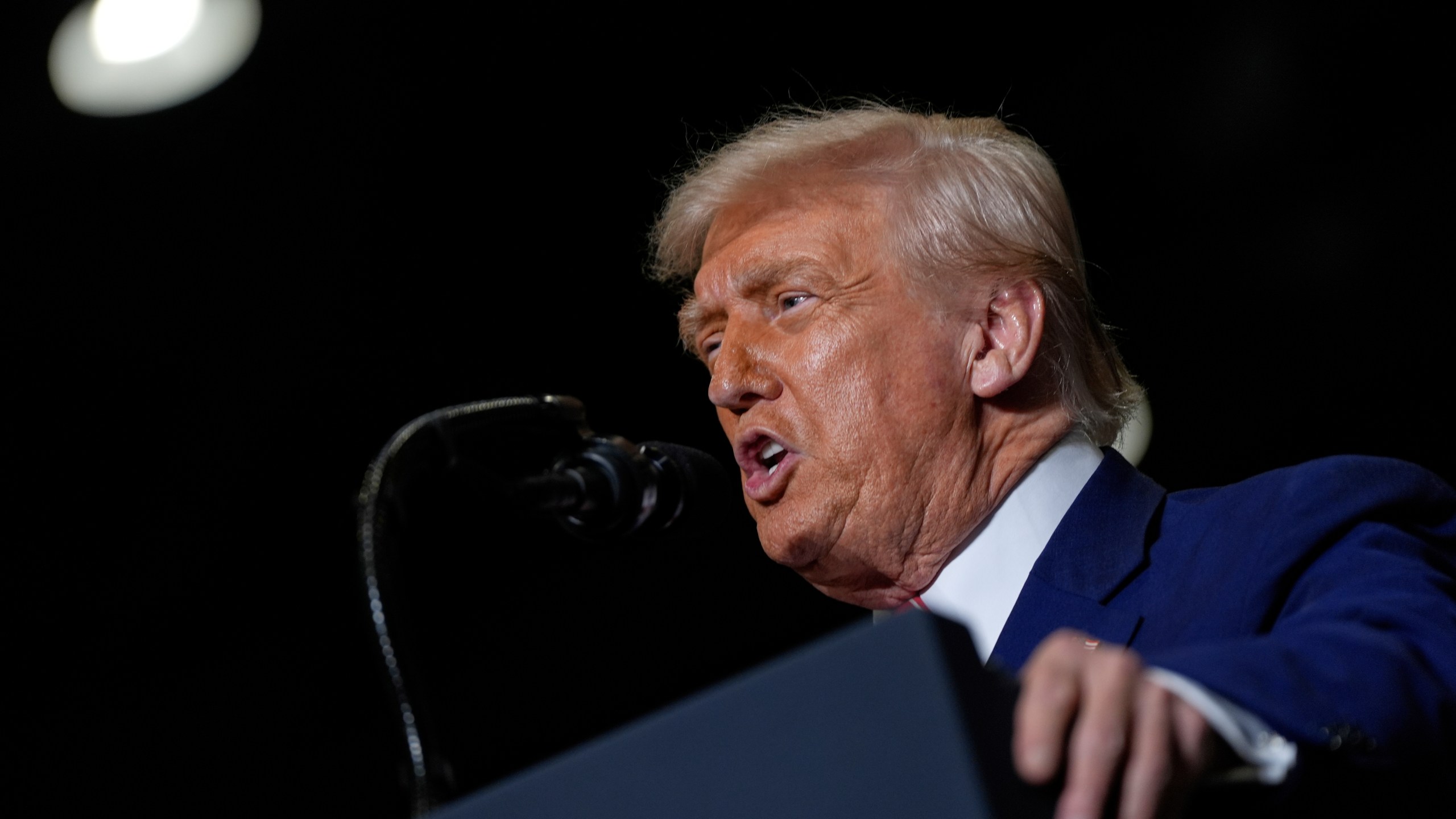 President Donald Trump speaks at U.S. Steel Corporation's Mon Valley Works-Irvin plant, Friday, May 30, 2025, in West Mifflin, Pa. (AP Photo/Julia Demaree Nikhinson)