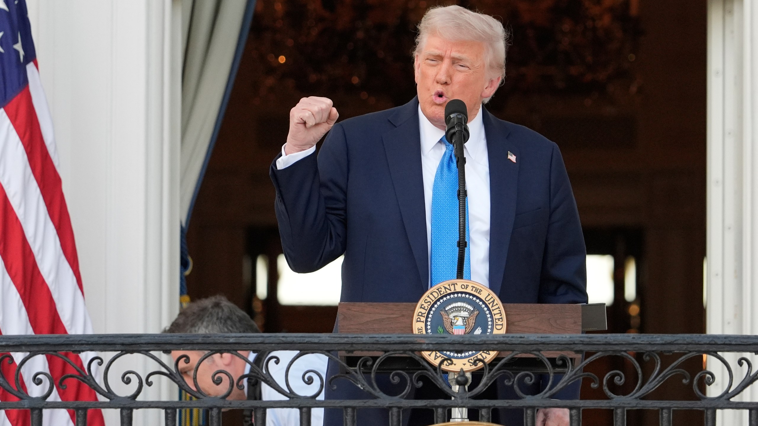 President Donald Trump speaks during a summer soiree on the South Lawn of the White House, Wednesday, June 4, 2025, in Washington. (AP Photo/Alex Brandon)