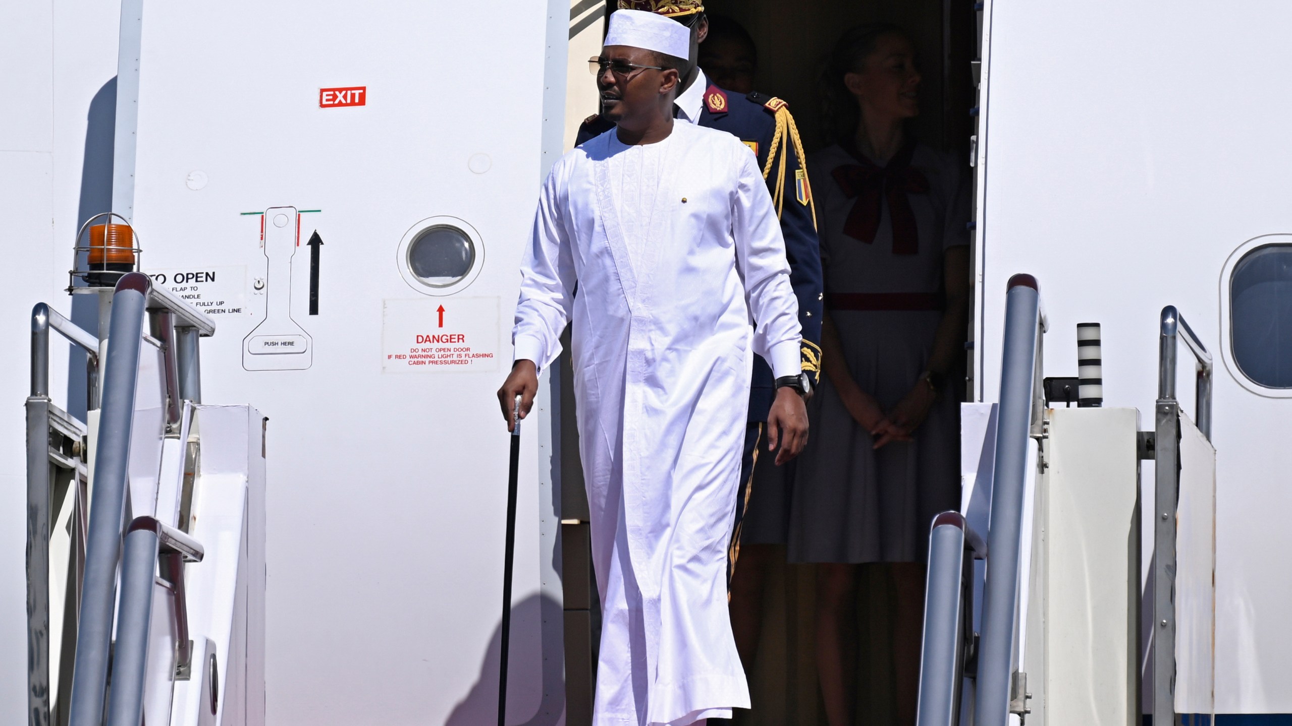 FILE - Chad's President Mahamat Idriss Deby, arrives at Beijing Capital Airport ahead of the Forum on China-Africa Cooperation (FOCAC), Sept. 2, 2024. (Wang Zhao/Pool Photo via AP, File)