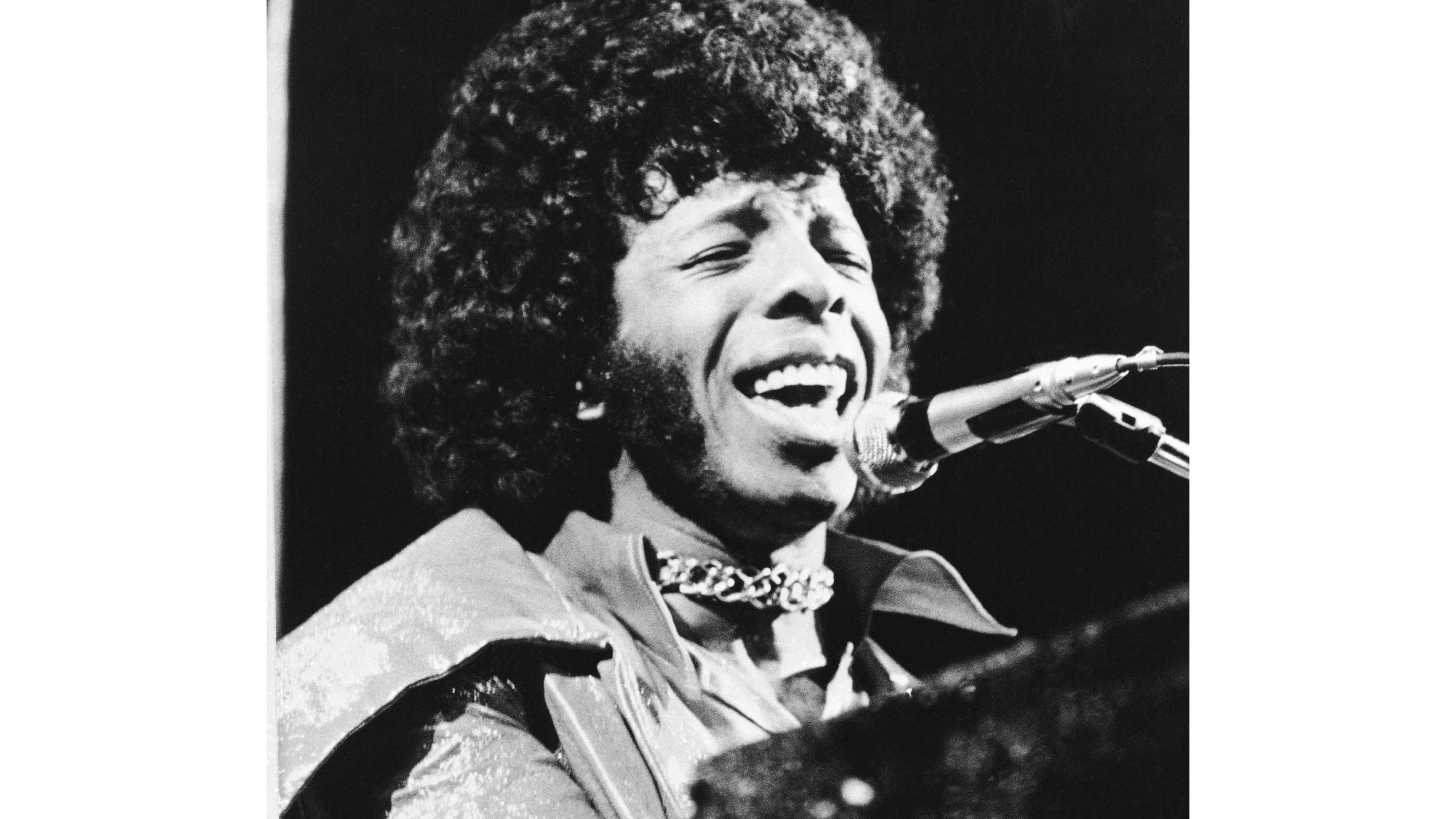 FILE - Rock star Sylvester "Sly" Stone of Sly and the Family Stone appears in April 1972. (AP Photo, File)