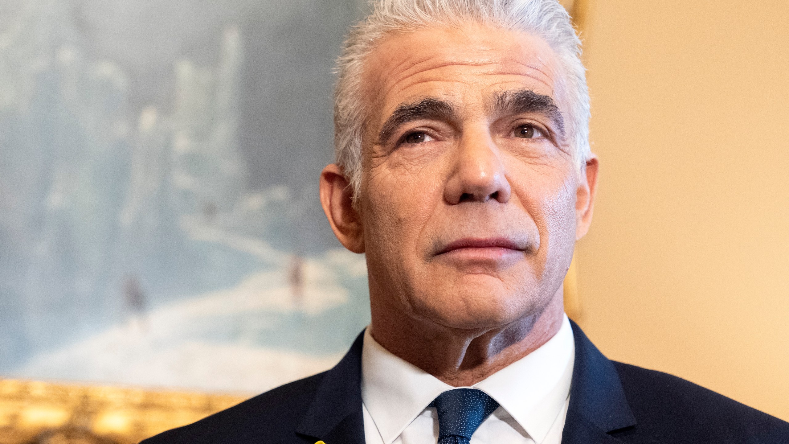 FILE - Israeli Opposition Leader Yair Lapid meets with Senate Majority Leader Chuck Schumer of N.Y., Tuesday, April 9, 2024, on Capitol Hill in Washington. (AP Photo/Jacquelyn Martin, file)