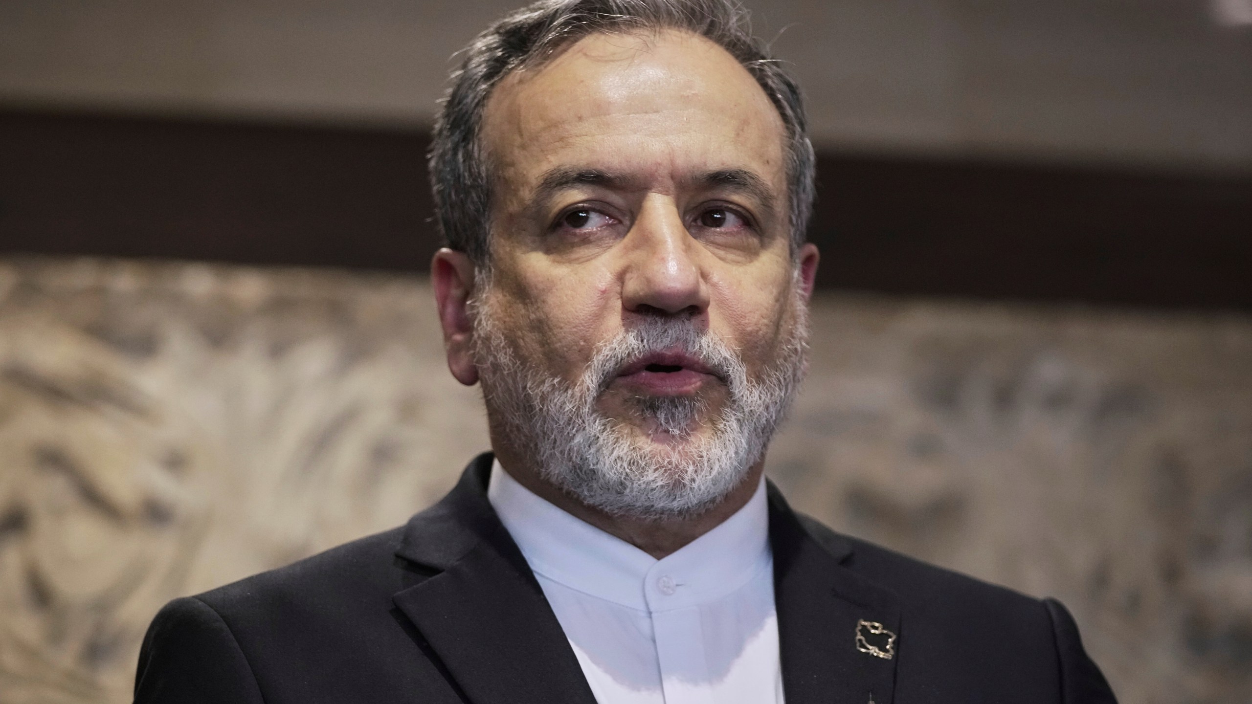 FILE - Iranian Foreign Minister Abbas Araghchi speaks to journalists on June 3, 2025, in Beirut. (AP Photo/Hassan Ammar, File)