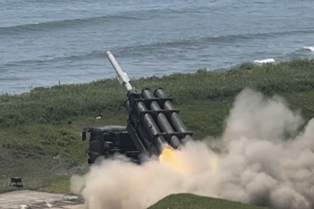 Japan's army test-fires a Type 88 surface-to-ship short-range missile at the Shizunai Anti-Air Firing Range on Japan's northern main island of Hokkaido in its first missile test on Japanese territory on June 24, 2025. (Japan Ground Self-Defense Force via AP)