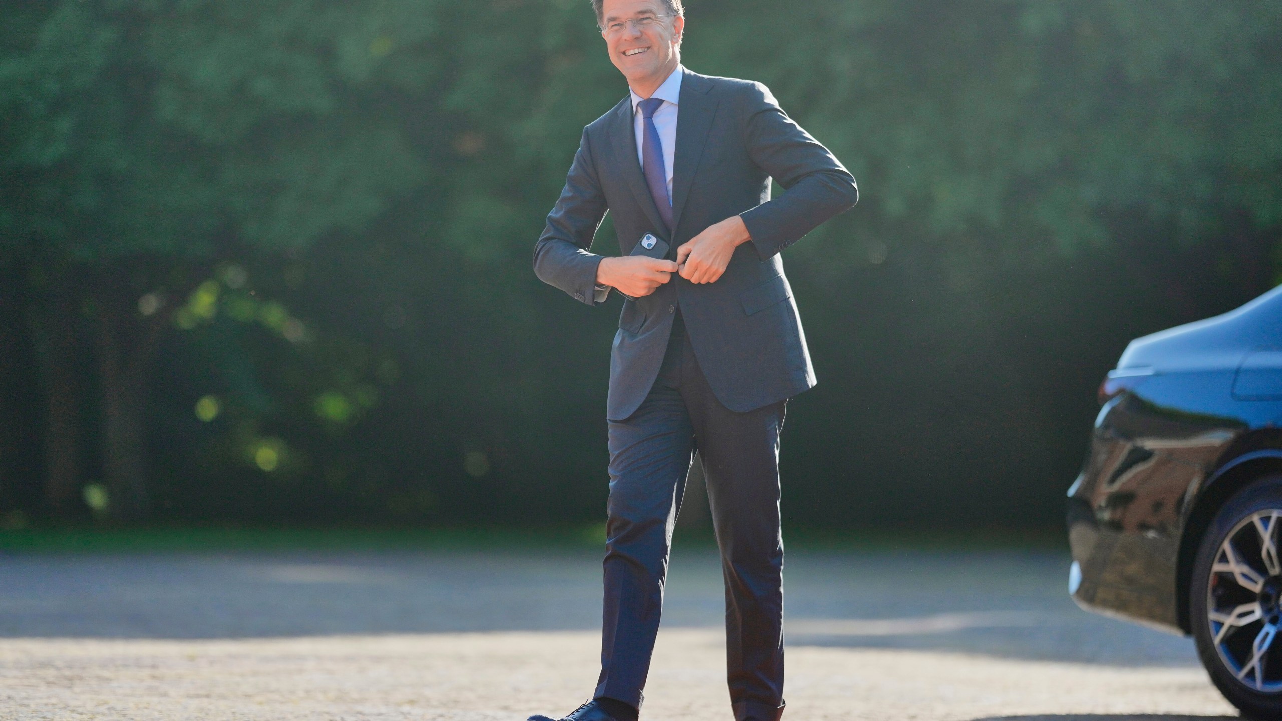 NATO Secretary General Mark Rutte arrives ahead of a formal dinner at the Paleis Huis ten Bosch ahead of the NATO summit in The Hague, Netherlands, Tuesday, June 24, 2025. (AP Photo/Markus Schreiber)