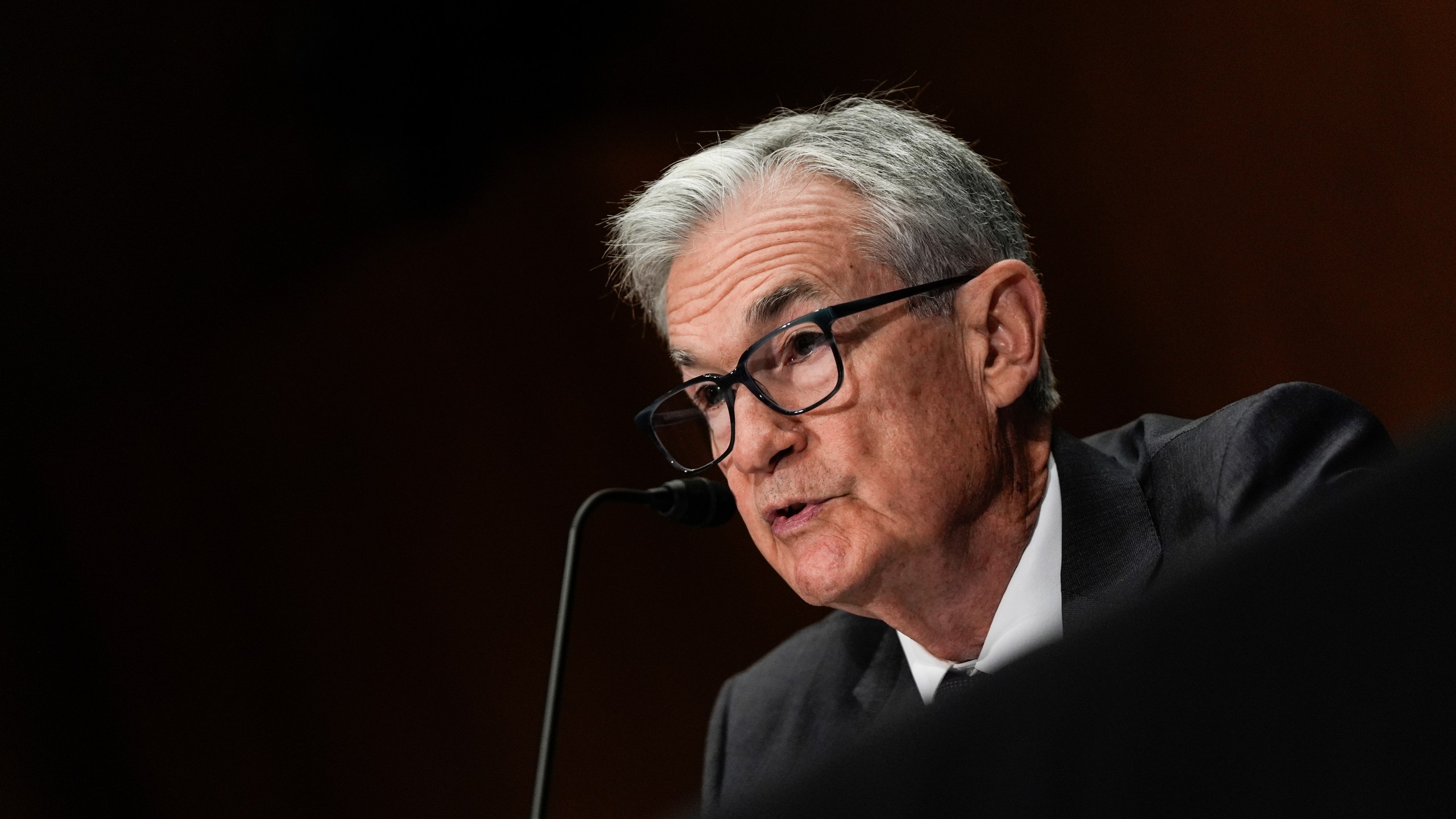 Federal Reserve Board Chairman Jerome Powell speaks during a Senate Committee on Banking hearing, Wednesday, June 25, 2025, on Capitol Hill in Washington. (AP Photo/Julia Demaree Nikhinson)