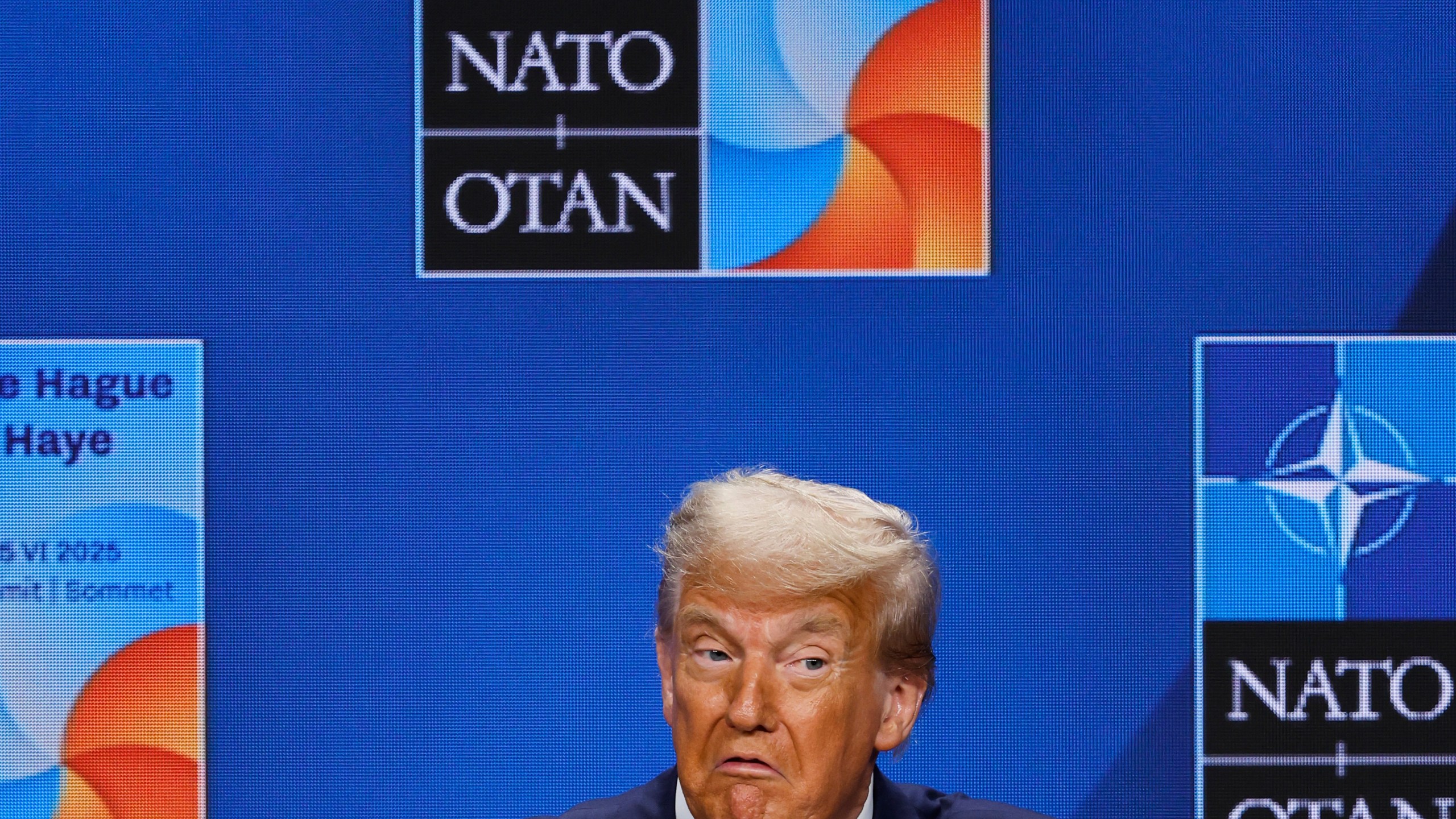 President Donald Trump speaks during a media conference at the NATO summit in The Hague, Netherlands, Wednesday, June 25, 2025. (AP Photo/Geert Vanden Wijngaert)