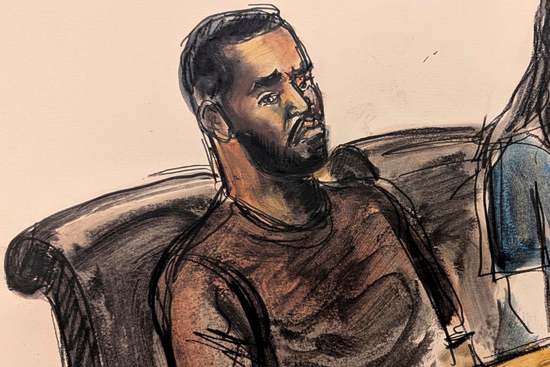 FILE - This courtroom sketch depicts Sean "Diddy" Combs sitting at the defense table during his bail hearing in New York on Wednesday, Sept. 18, 2024. (Elizabeth Williams via AP, File)