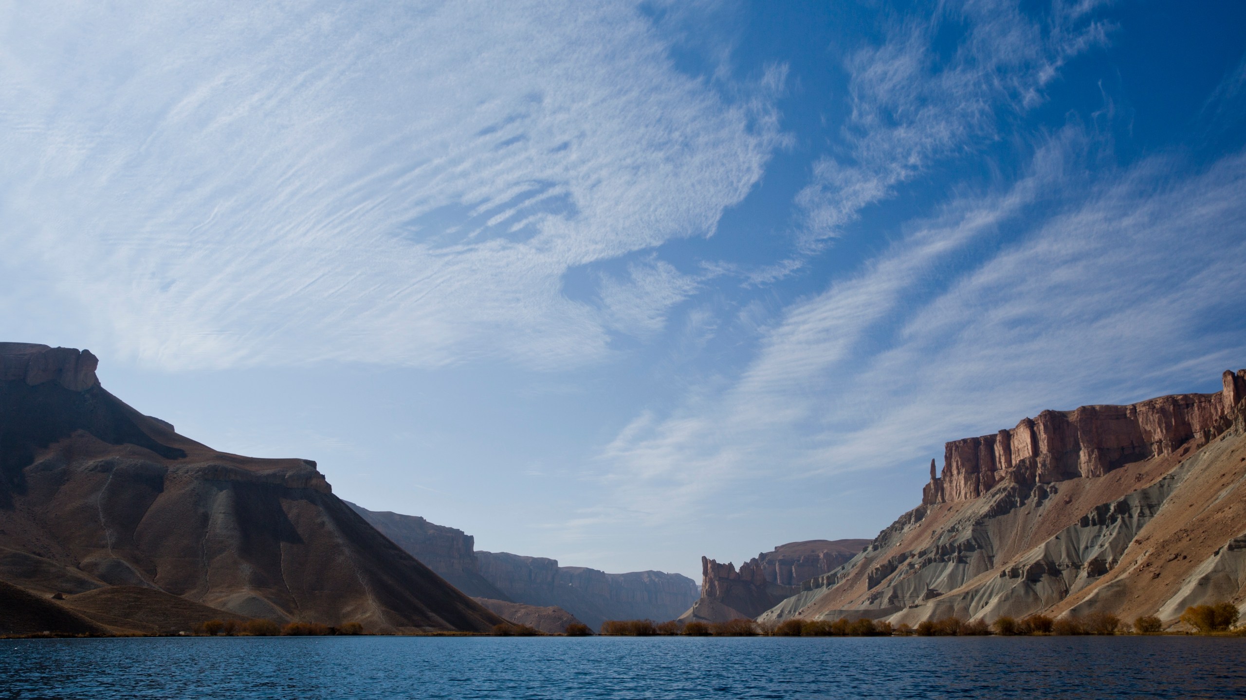 FILE.- Band-e-Amir National Park, with its stunning blue lakes and towering cliffs, is seen in Afghanistan's central Bamiyan province, Tuesday, Nov. 8, 2016. (AP Photo/Massoud Hossaini,File)