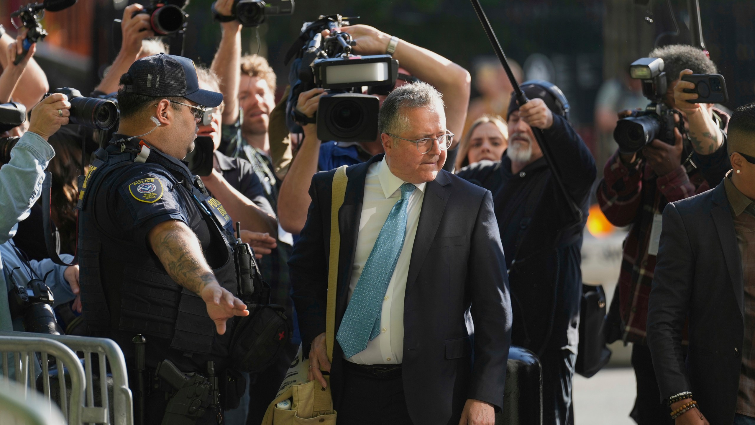 FILE - Attorney Marc Agnifilo arrives to the courthouse in New York, Monday, May 12, 2025. (AP Photo/Seth Wenig, File)