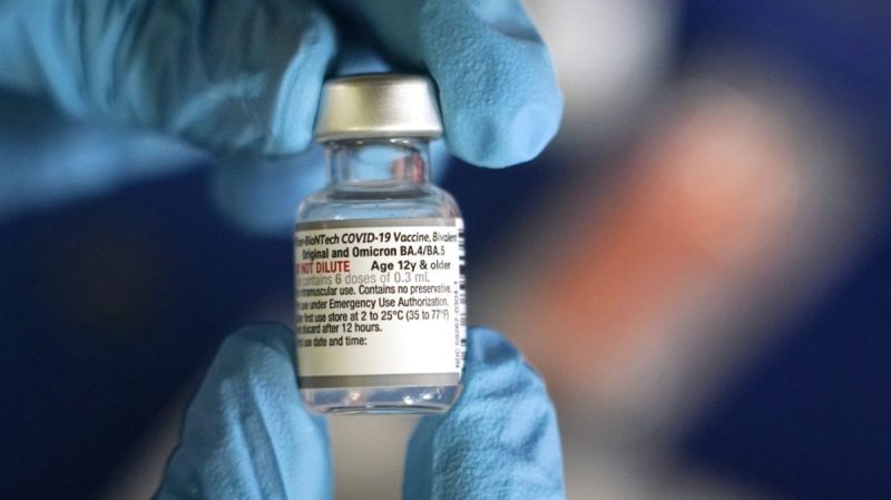 a vial of the Pfizer COVID-19 booster vaccine