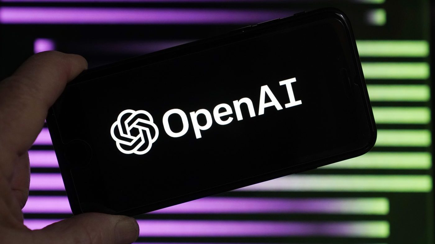 The logo for OpenAI, the maker of ChatGPT, appears on a mobile phone