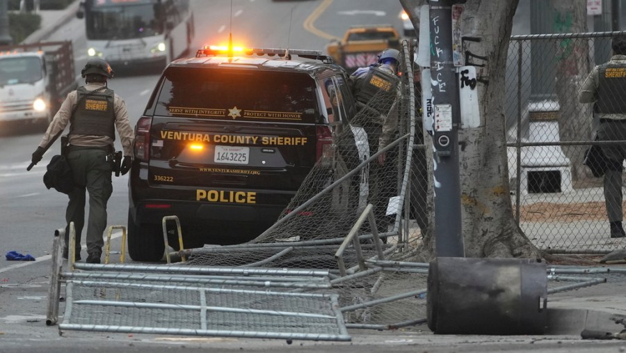 Police patrol after LA protests