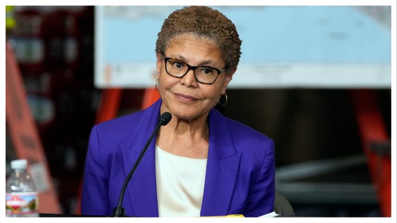 LA Mayor Karen Bass at a briefing