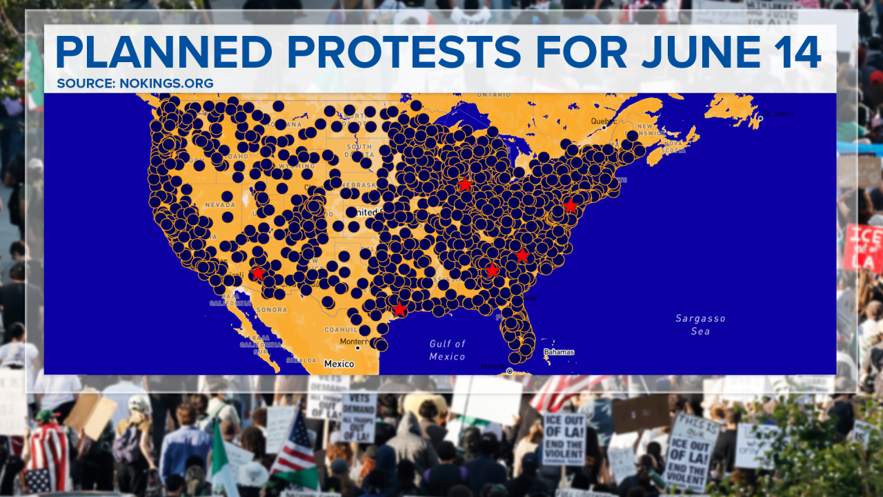 Saturday’s “No Kings” day of defiance is credited to the 50501 Movement, a grassroots organization. The name “stands for 50 states, 50 protests, one movement,” according to the group’s website.
