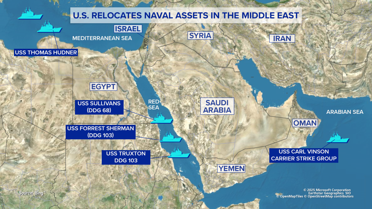 U.S. naval assets shifting in the Middle East (NewsNation)