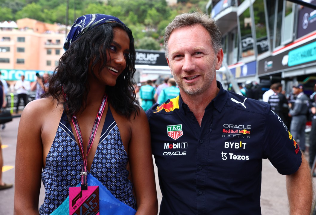 Christian Horner poses for a photo with Simone Ashley