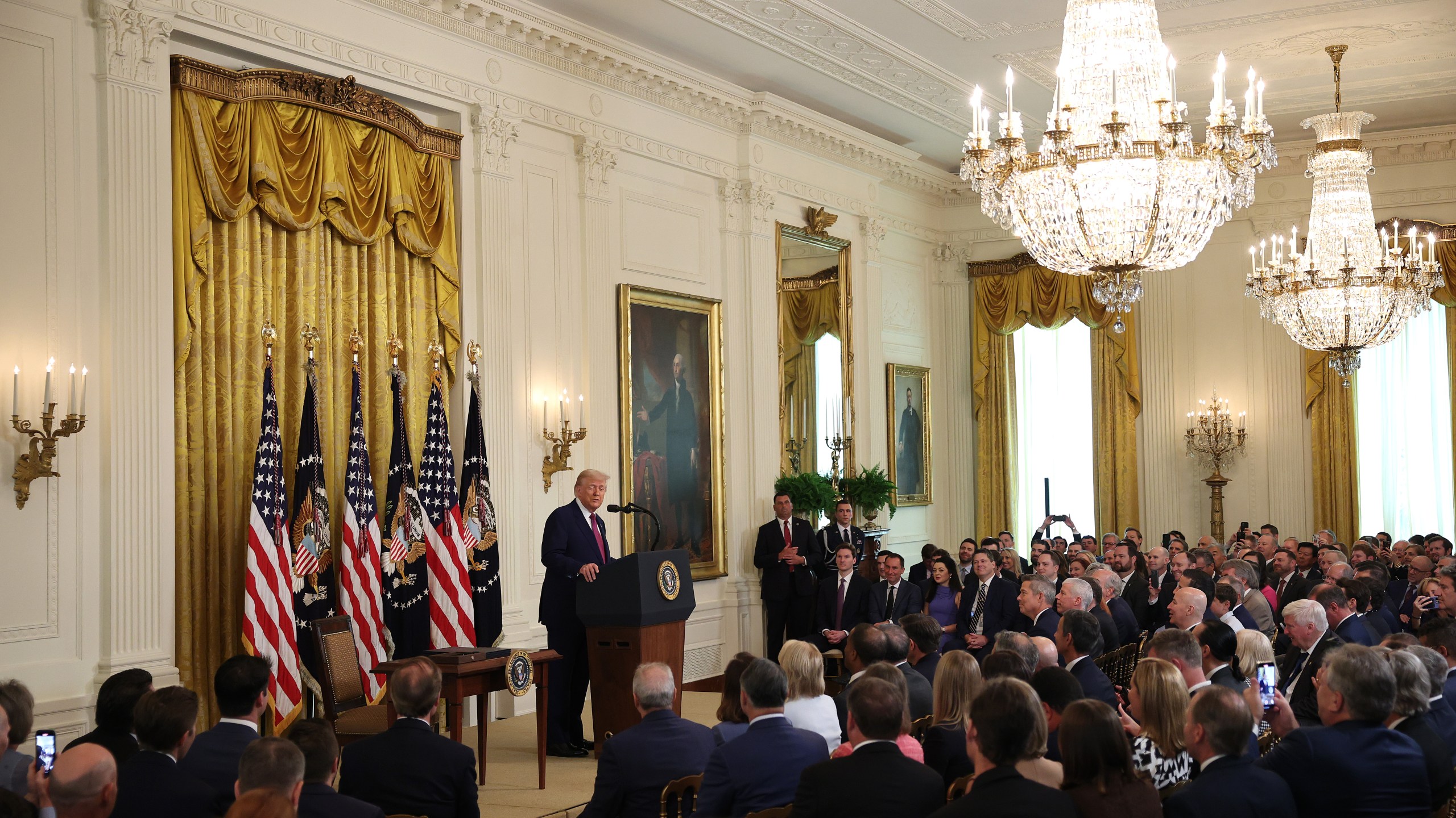 U.S. President Donald Trump delivers remarks