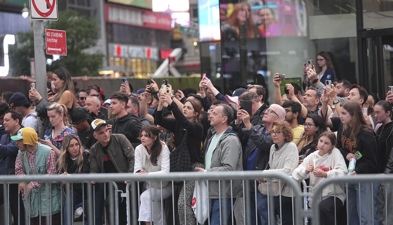 crowd of people cheering at a movie premiere