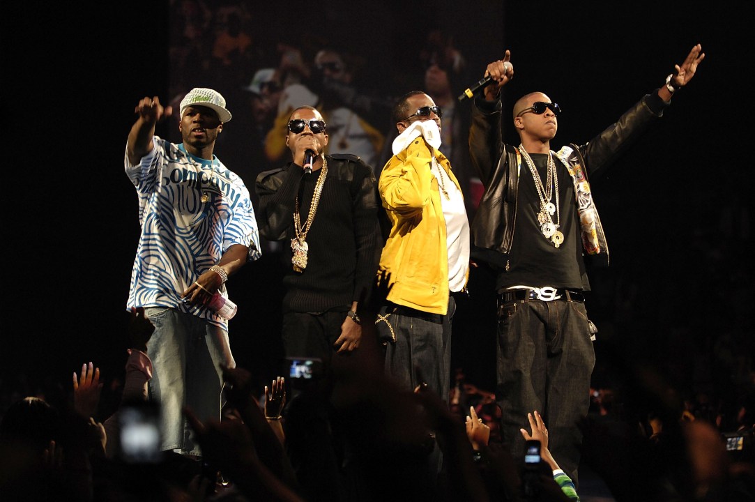 50 Cent, Kanye West, P. Diddy and Jay Z perform onstage