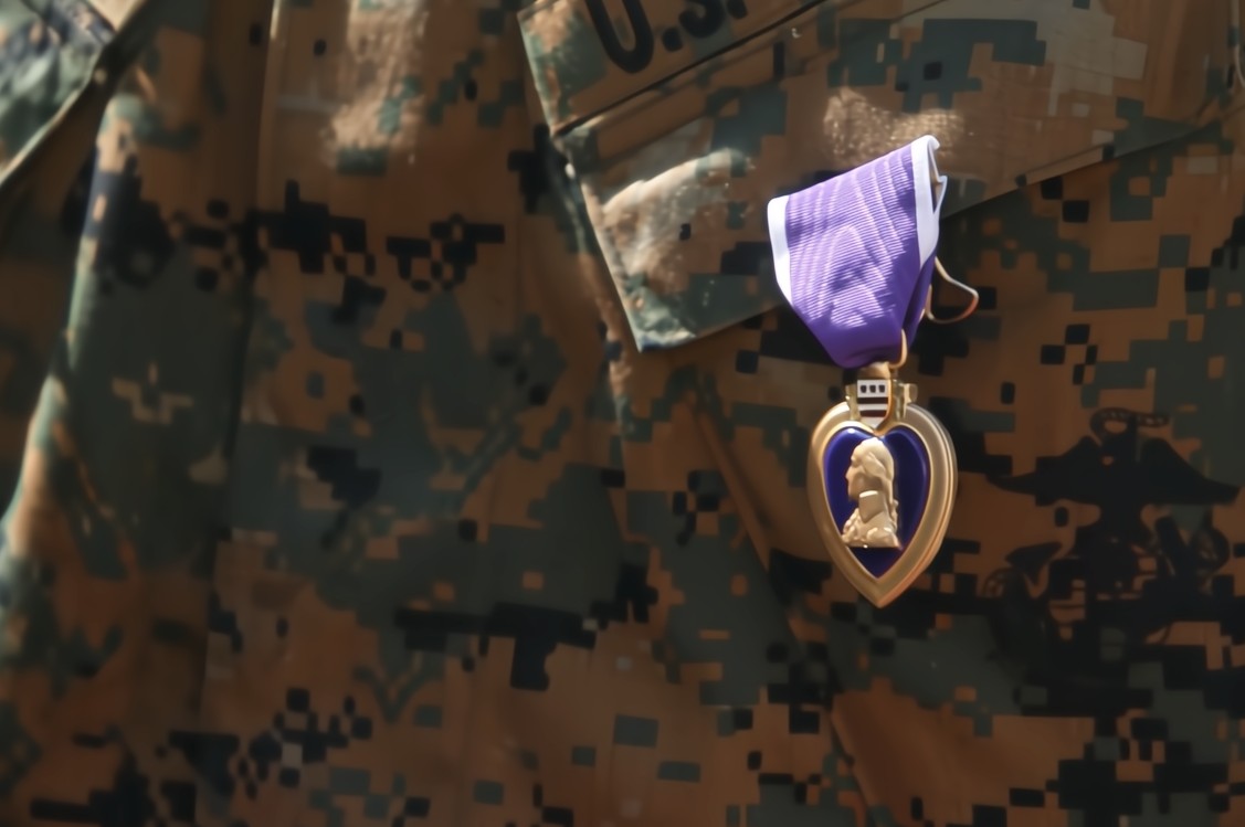 A picture of a Purple Heart award