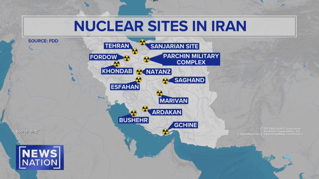map of Nuclear sites in Iran