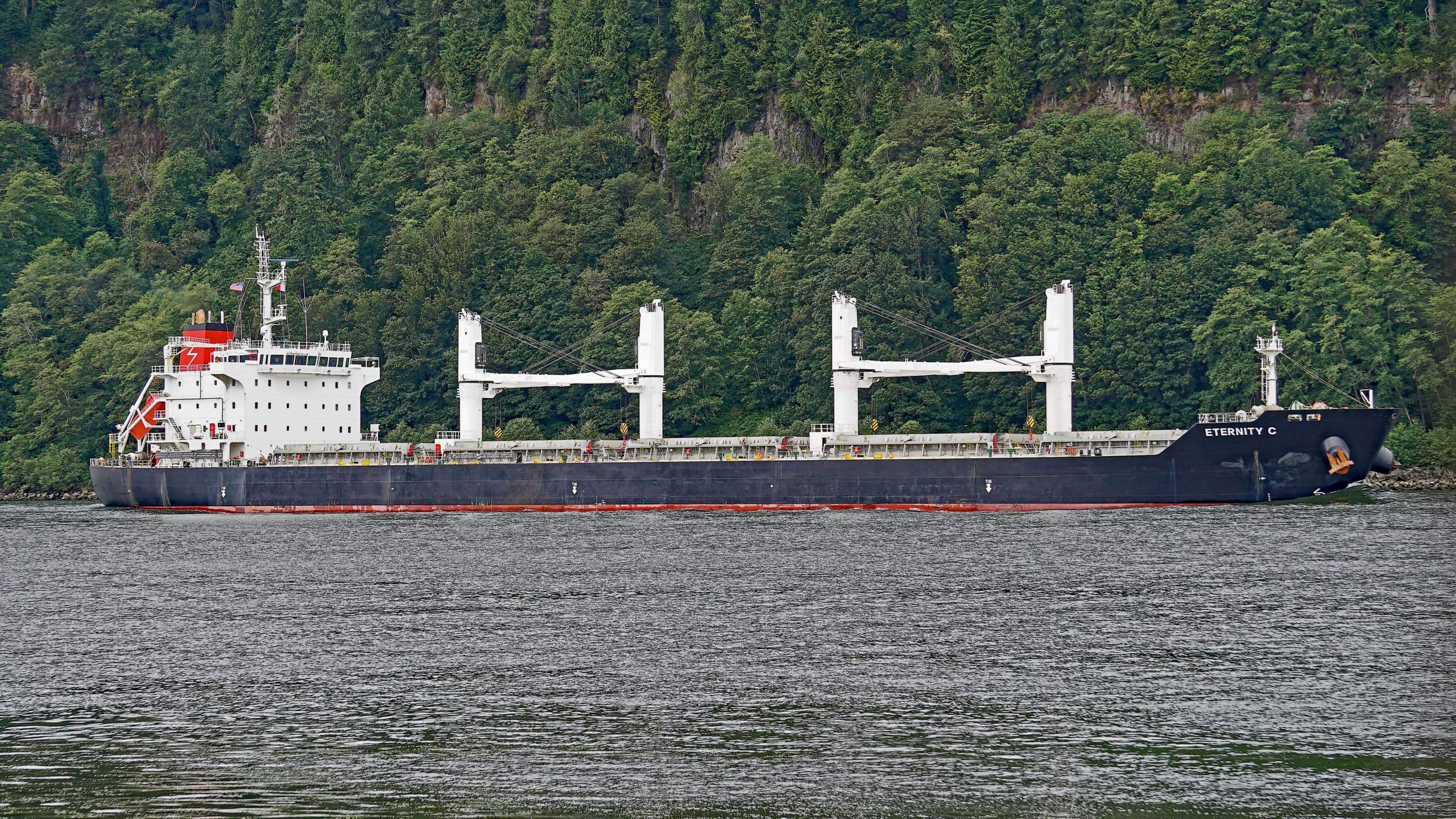 The Liberian-flagged bulk carrier Eternity C is seen in the water