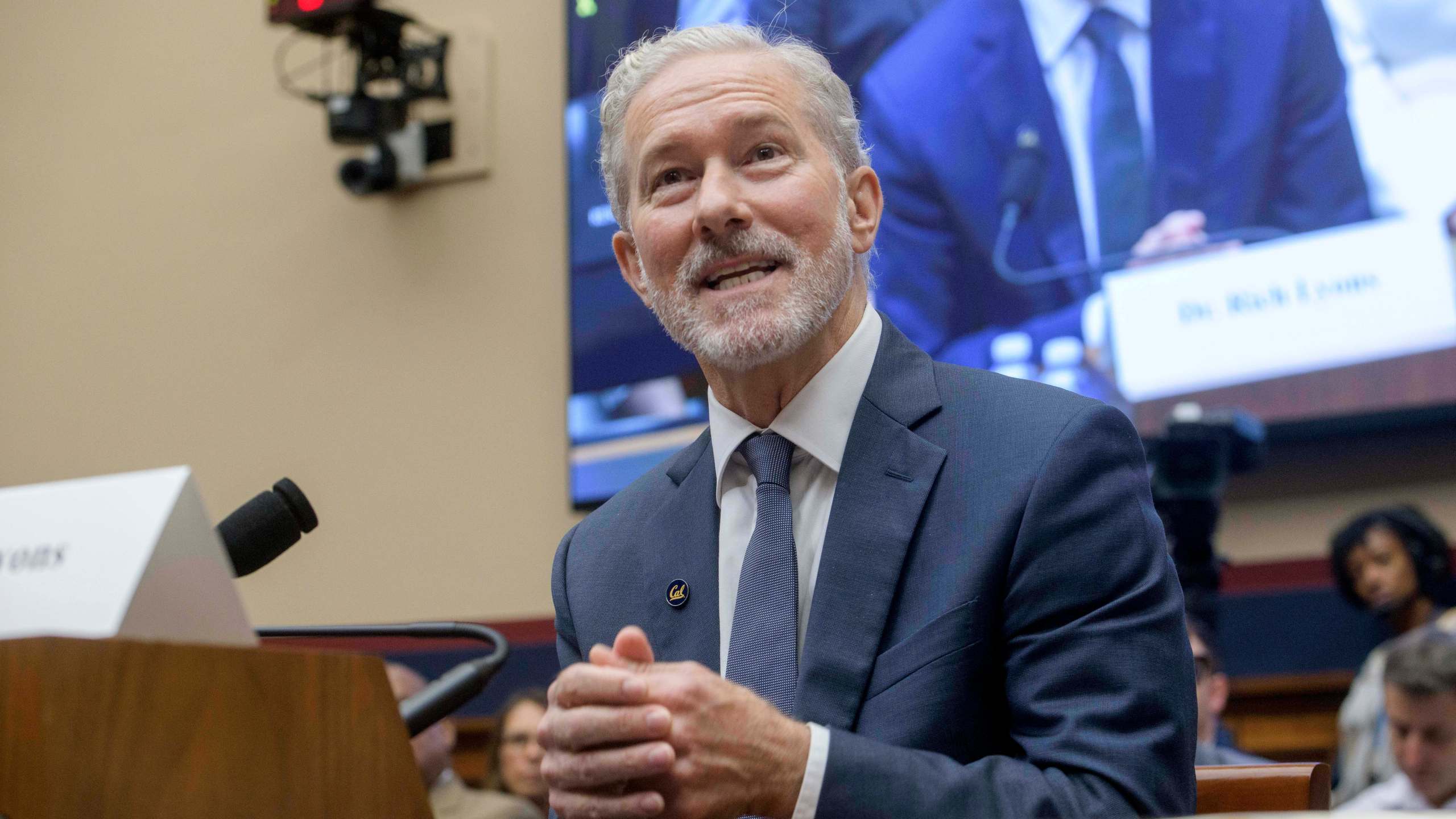 Dr. Rich Lyons, Chancellor, University of California, Berkeley, testifies during a House Committee on Education and Workforce Committee hearing on "Antisemitism in Higher Education: Examining the Role of Faculty, Funding, and Ideology" on Capitol Hill, Tuesday, July 15, 2025, in Washington. (AP Photo/Rod Lamkey, Jr.)
