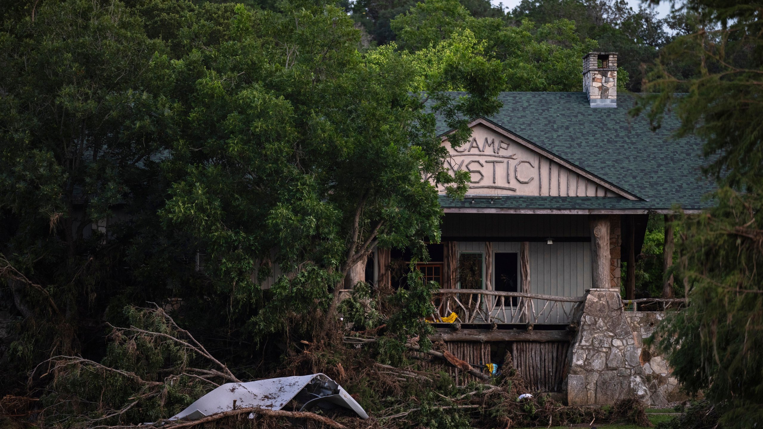 debris covers a campground