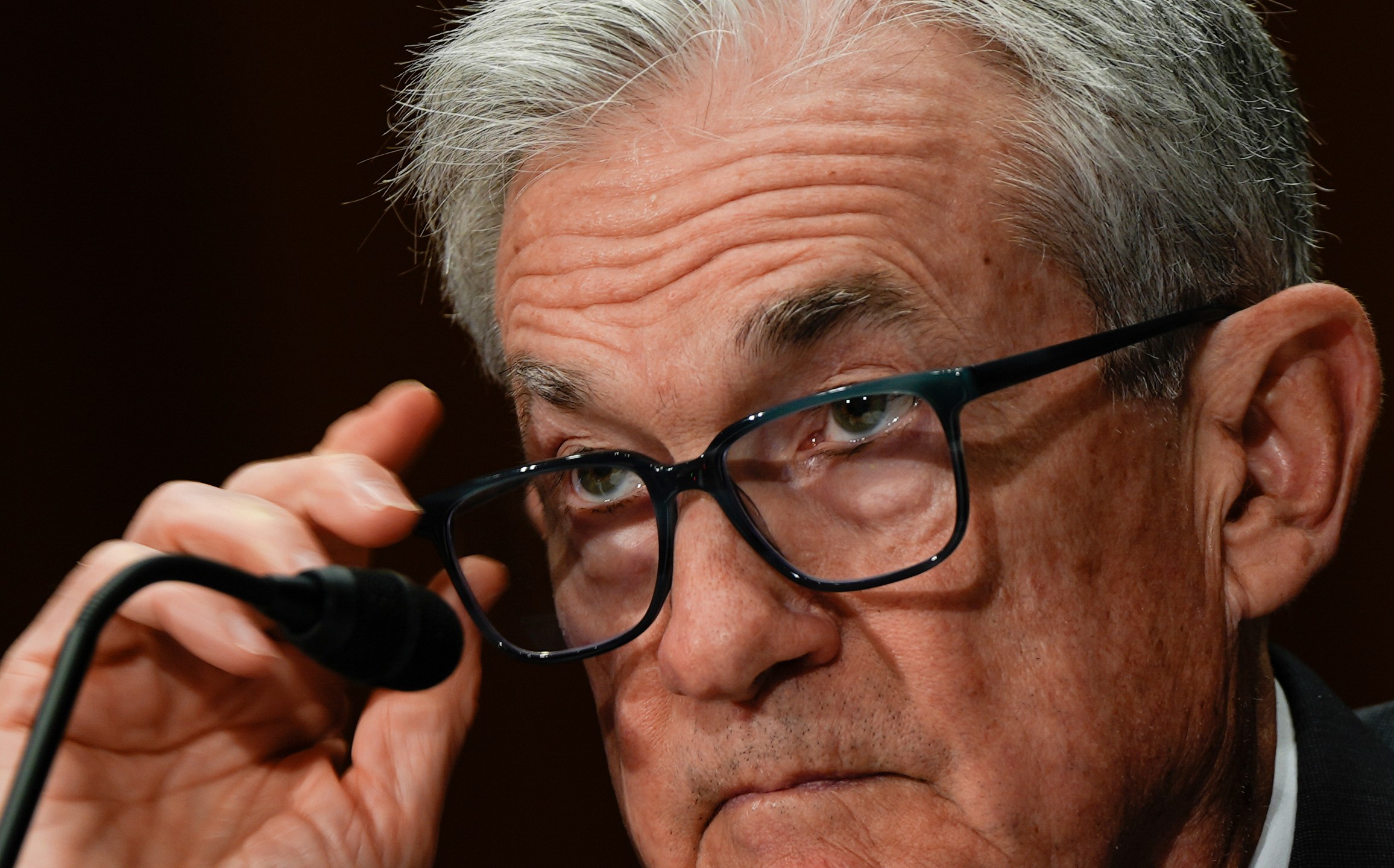 FILE - Federal Reserve Board Chairman Jerome Powell listens during a Senate Committee on Banking hearing, June 25, 2025, on Capitol Hill in Washington. (AP Photo/Julia Demaree Nikhinson, File)