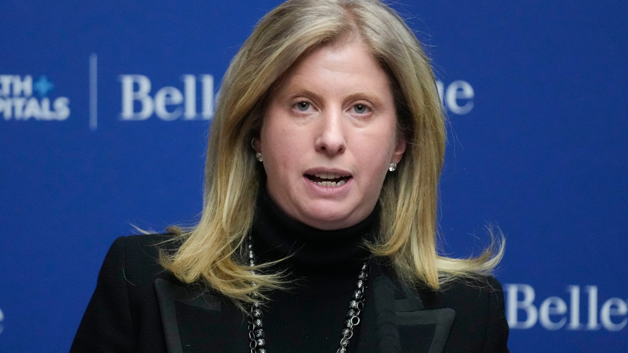 FILE - NYPD police commissioner Jessica Tisch speaks during a news conference in New York, Tuesday, Feb. 18, 2025. (AP Photo/Seth Wenig, File)