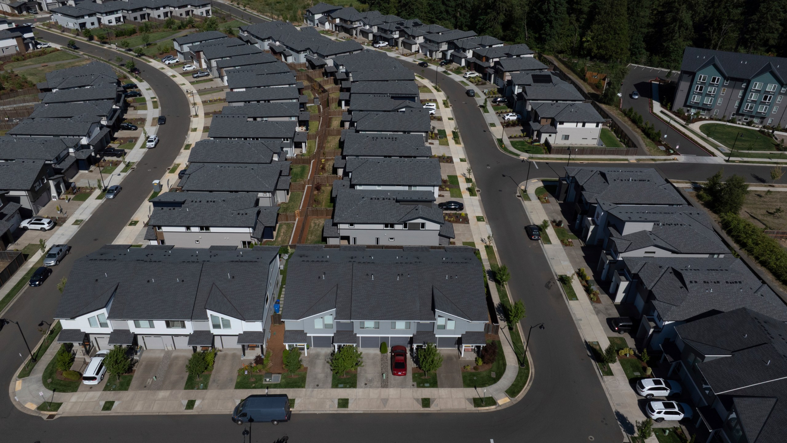 FILE - New construction homes are seen on July 11, 2025, in Happy Valley, Ore. (AP Photo/Jenny Kane, File)