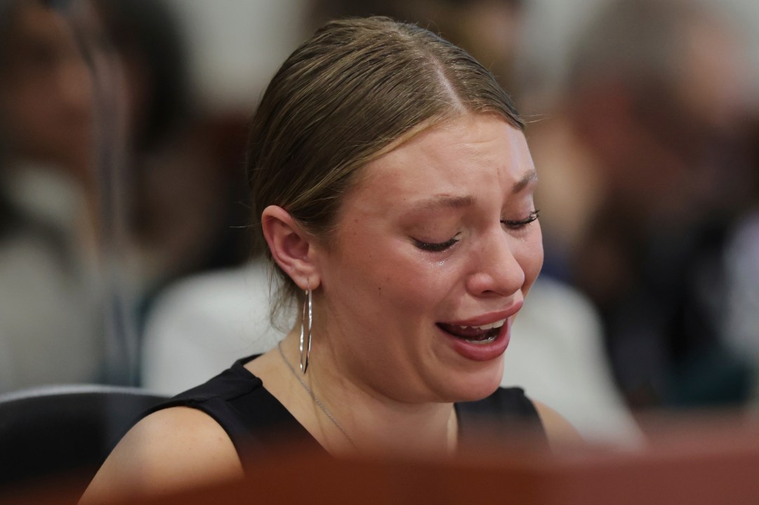 Dylan Mortensen speaks at the sentencing hearing of Bryan Kohberger at the Ada County Courthouse, for his sentencing hearing, Wednesday, July 23, 2025, in Boise, Idaho, for brutally stabbing four University of Idaho students to death nearly three years ago. (AP Photo/Kyle Green, Pool)