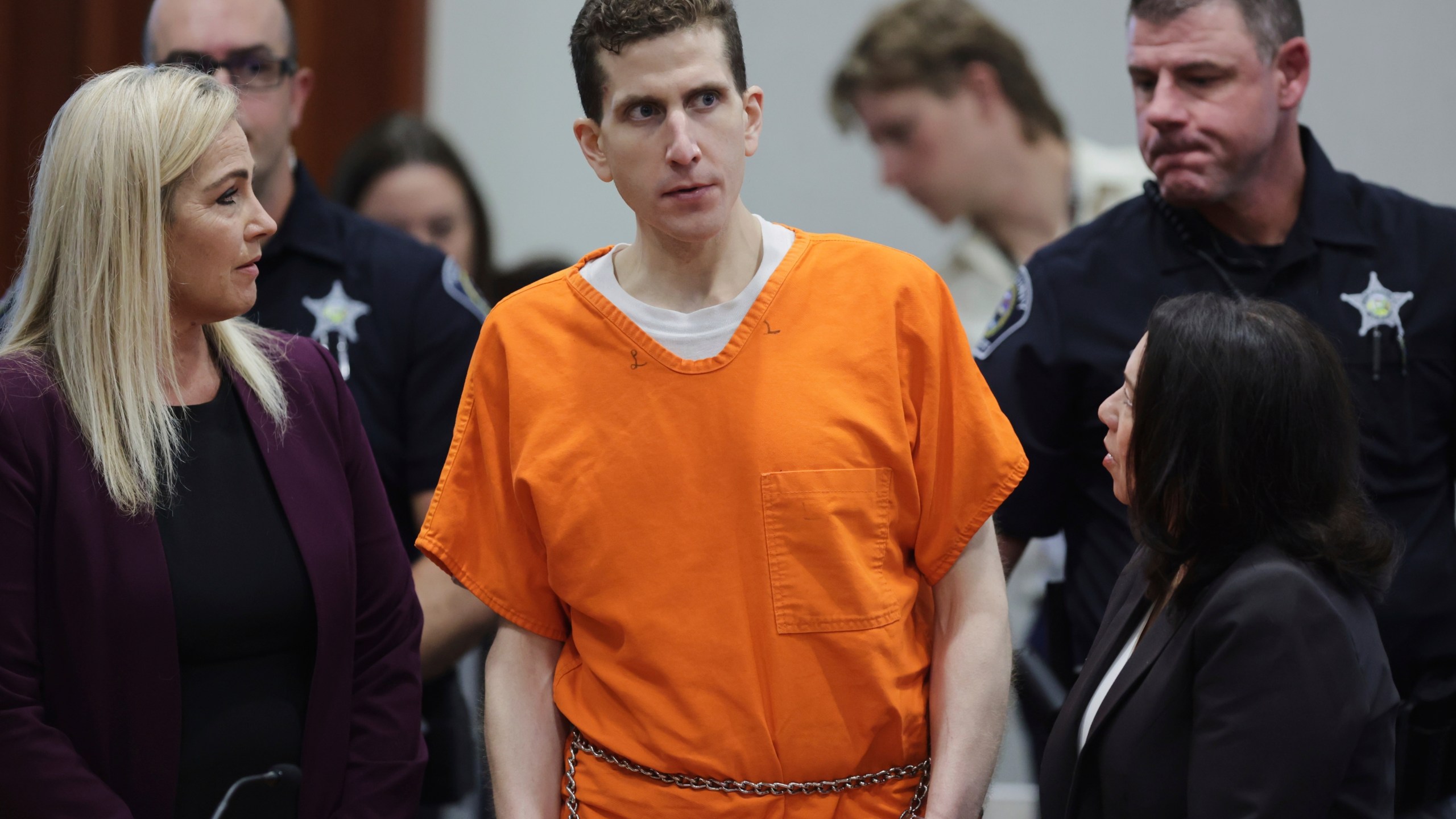 Bryan Kohberger is is seen in the Ada County Courthouse after his sentencing hearing, Wednesday, July 23, 2025, in Boise, Idaho, for brutally stabbing four University of Idaho students to death nearly three years ago. (AP Photo/Kyle Green, Pool)