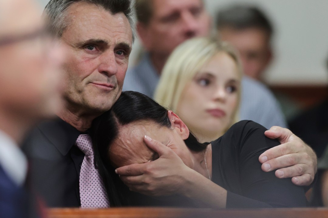 Cara Northington, mother of victim Xana Kernodle wipes a tear at the sentencing hearing of Bryan Kohberger at the Ada County Courthouse, Wednesday, July 23, 2025, in Boise, Idaho, for brutally stabbing four University of Idaho students to death nearly three years ago. (AP Photo/Kyle Green, Pool)