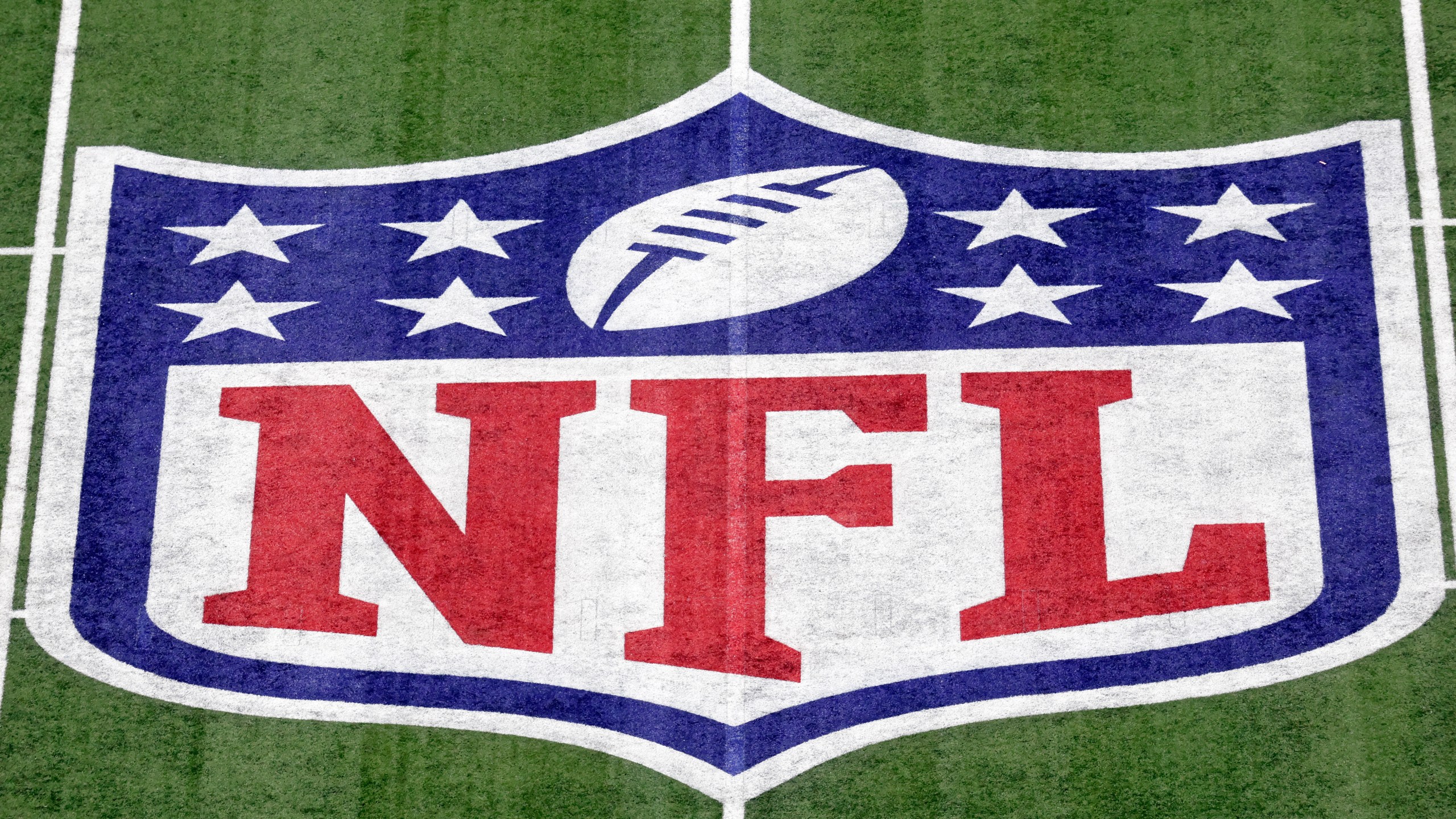 The NFL shield is seen during the NFL Super Bowl 59 football game Feb. 9, 2025, in New Orleans. The Eagles won 40-22. (AP Photo/Adam Hunger, File)