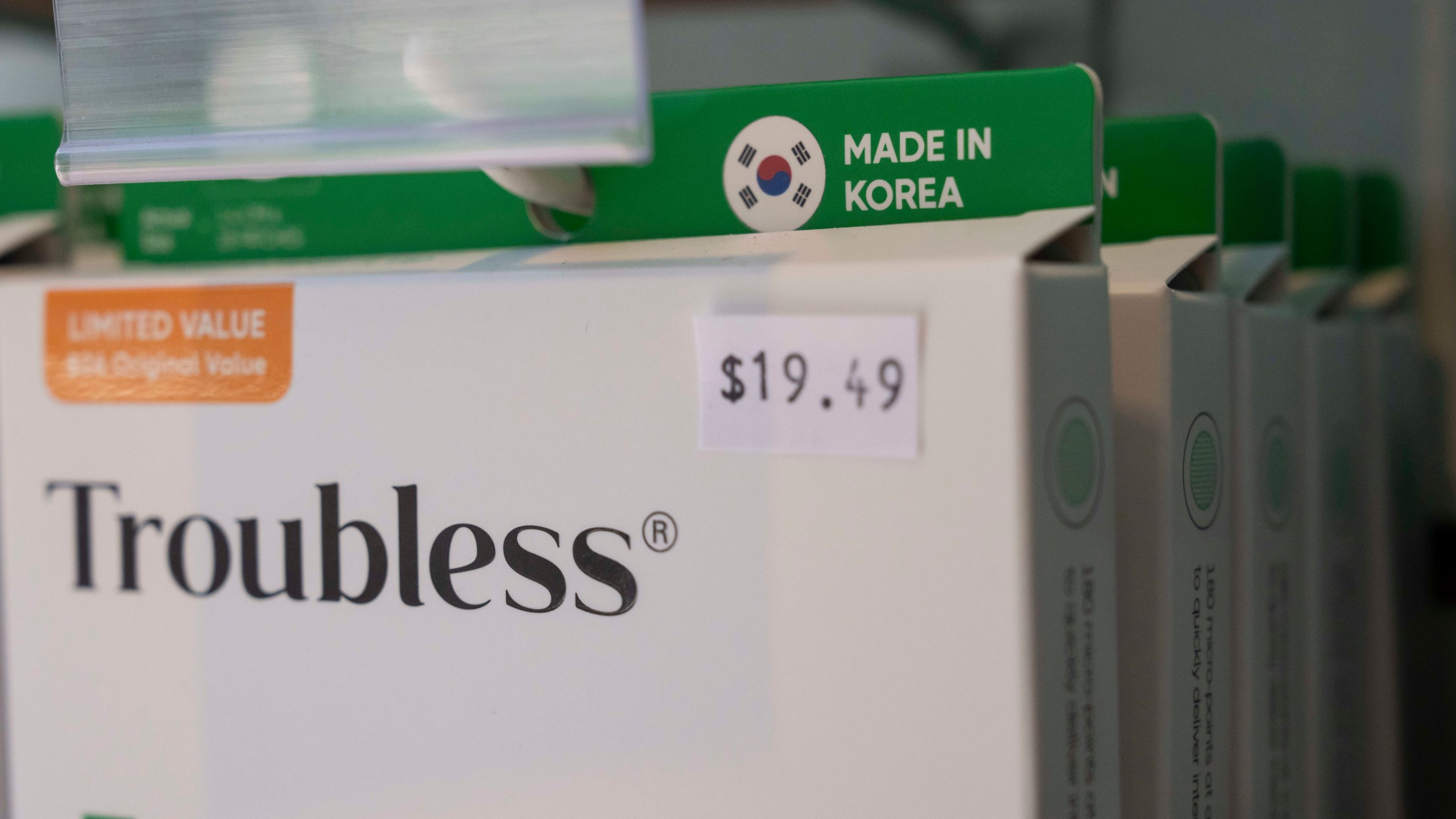 "Made in Korea" is printed on products displayed at Senti Senti in New York on Friday, July 25, 2025. (AP Photo/Yuki Iwamura)