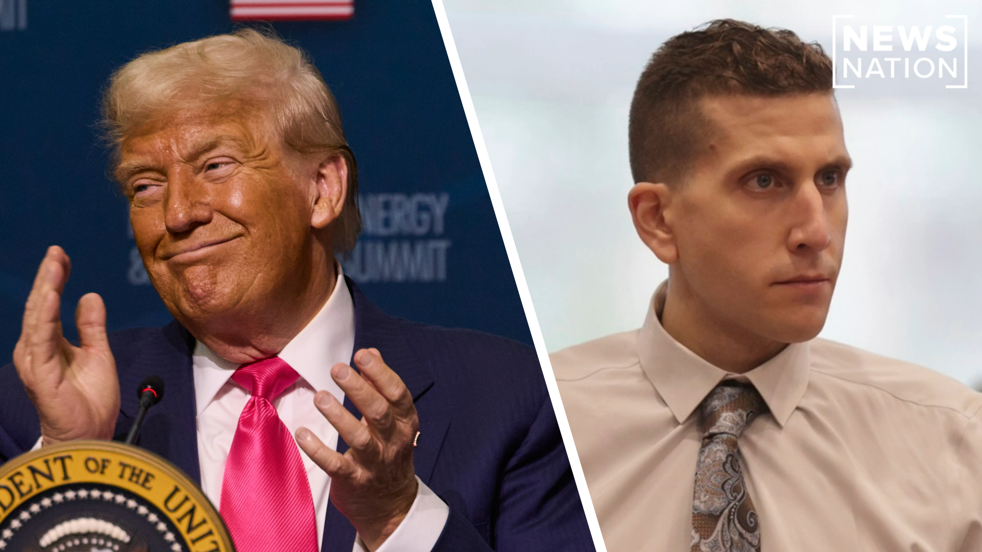 A composite photo of Donald Trump and Bryan Kohberger