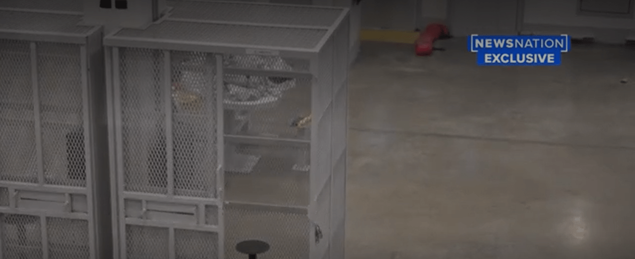 An indoor cage at the Idaho Maximum Security Institution