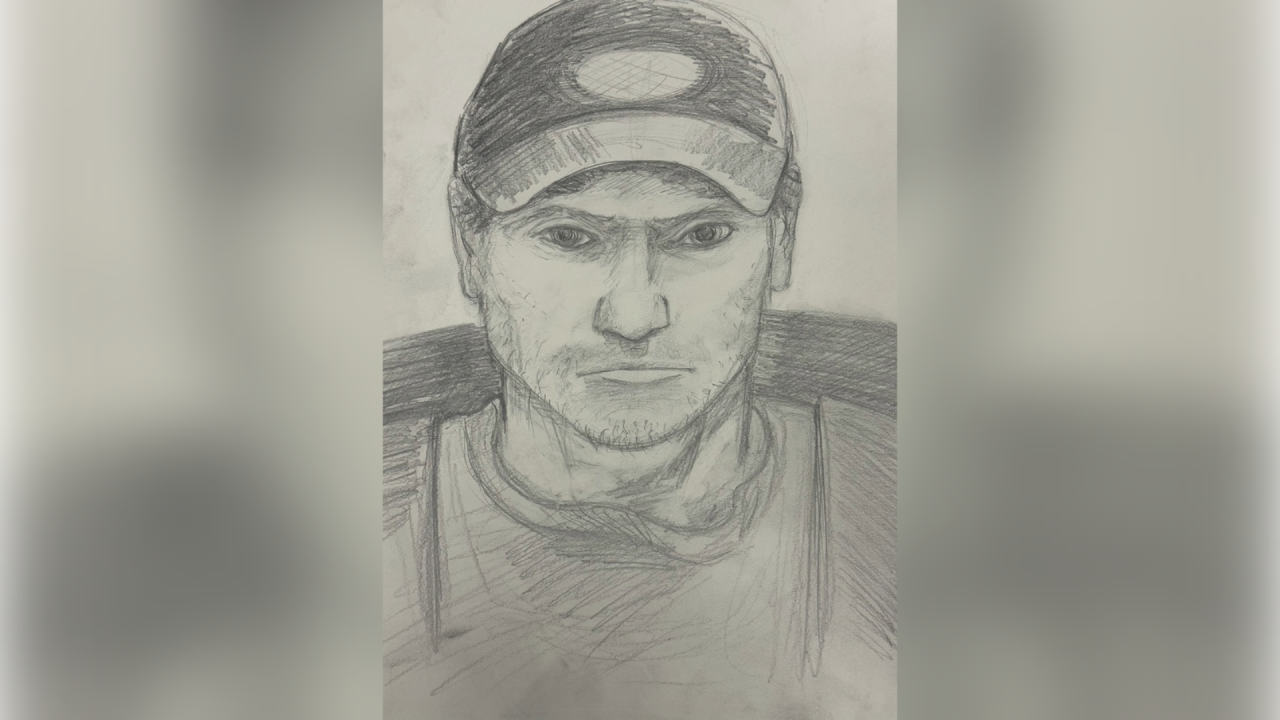 sketch of man wearing a baseball cap