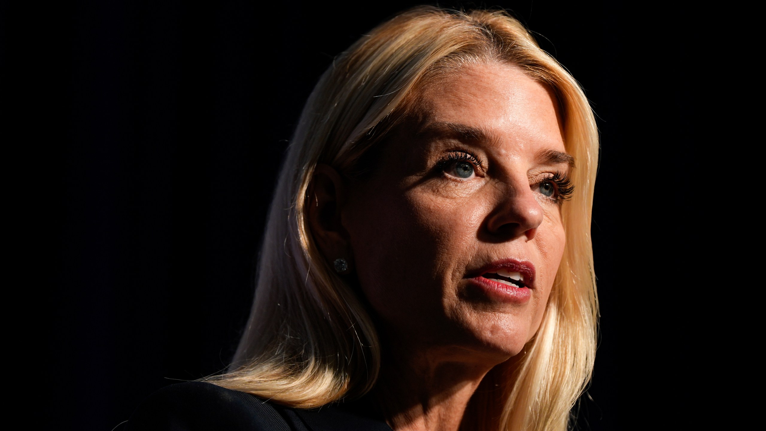 Attorney General Pam Bondi speaks at a news conference at the Drug Enforcement Administration, Tuesday, July 15, 2025, in Arlington, Va. (AP Photo/Julia Demaree Nikhinson)