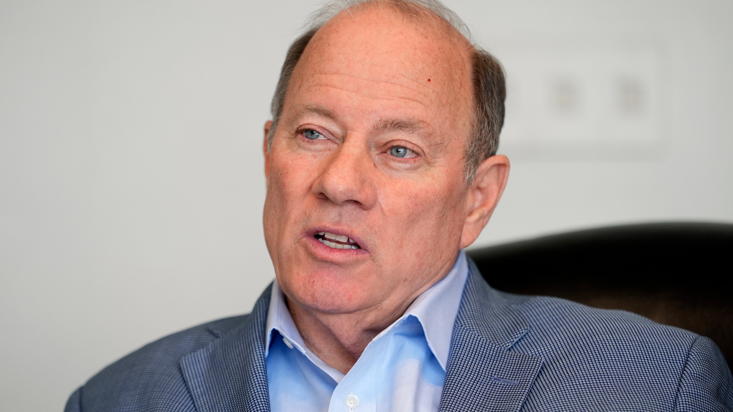 FILE - Detroit Mayor Mike Duggan is interviewed, Tuesday, Dec. 3, 2024, in Detroit. (AP Photo/Carlos Osorio, File)