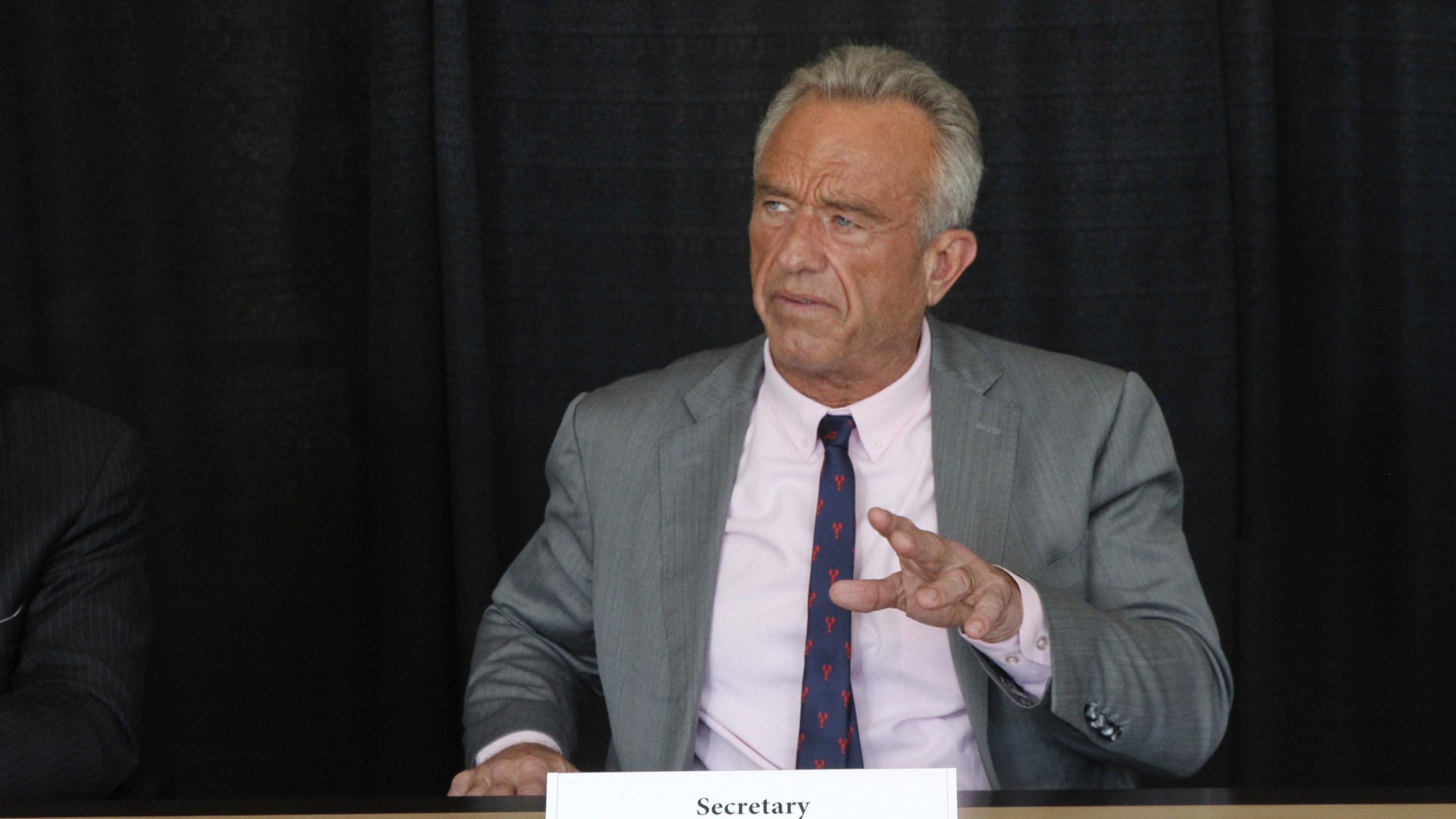 U.S. Health Secretary Robert F. Kennedy Jr. attends a news conference, Tuesday, Aug. 5, 2025, in Anchorage, Alaska. (AP Photo/Mark Thiessen)