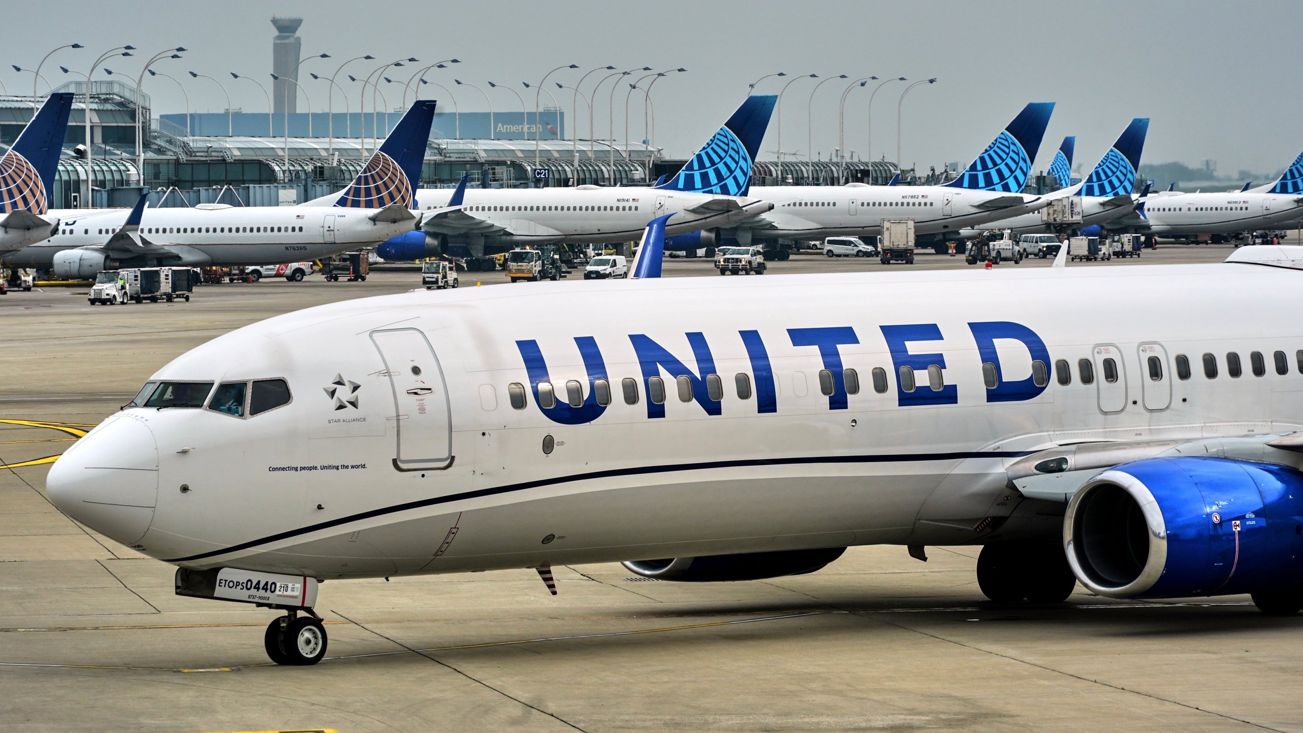 FILE - A United Airlines jet begins to taxi at O'Hara International Airport in Chicago, May 29, 2025. (AP Photo/Gene J. Puskar, File)