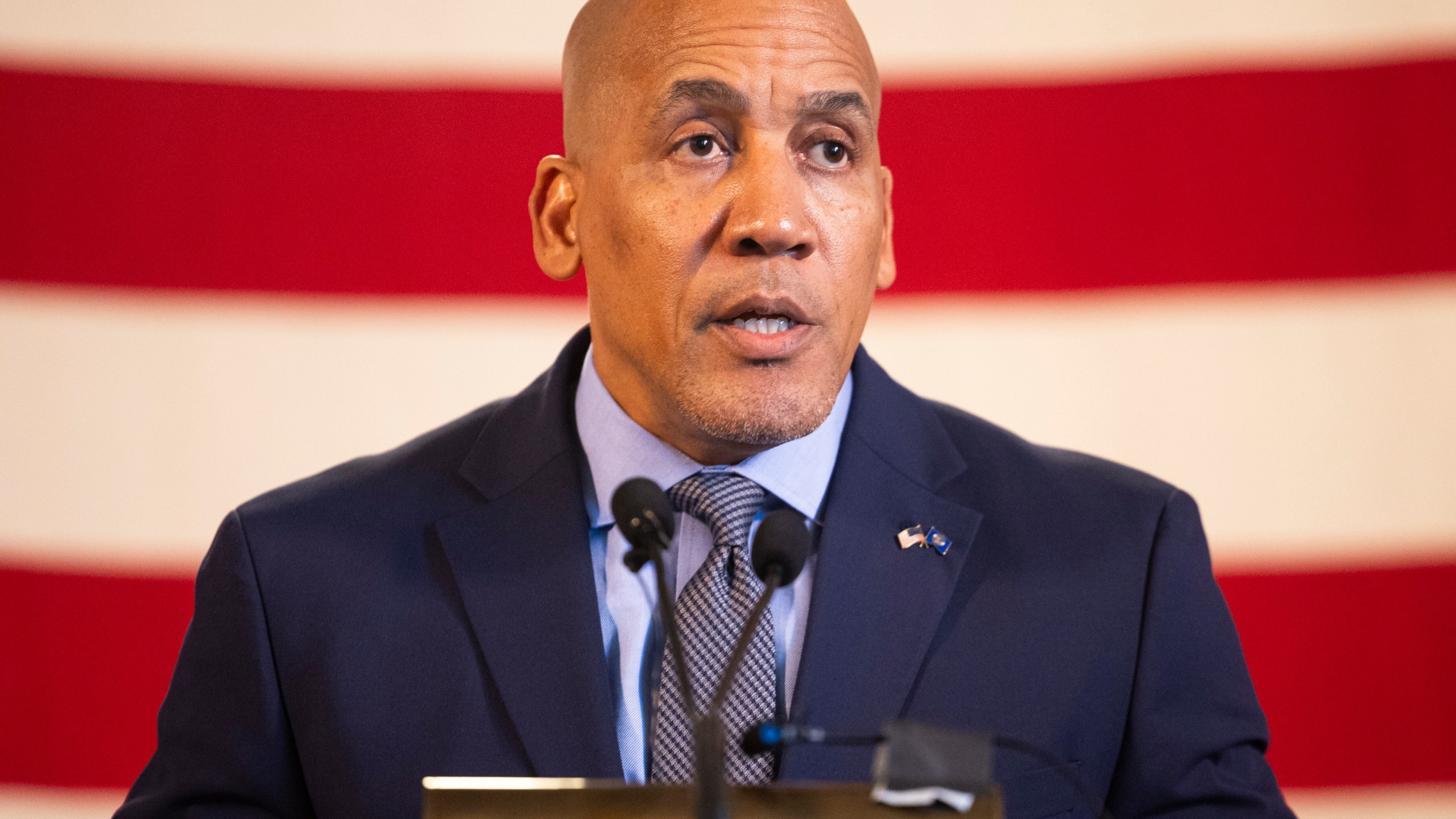 Nebraska Department of Correctional Services (NDCS) Director Rob Jeffreys speaks on Tuesday, Aug. 19, 2025, during a news conference at in the Governor's Hearing Room at the Nebraska State Capitol in Lincoln. (Arthur H. Trickett-Wille/Lincoln Journal Star via AP)